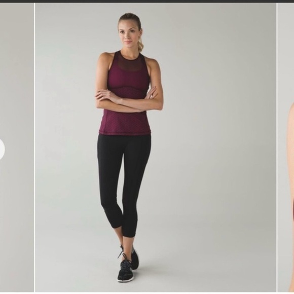 Lululemon Ready Set Sweat Mesh Strappy Cycling Lightweight maroon Tank Top - Picture 1 of 14